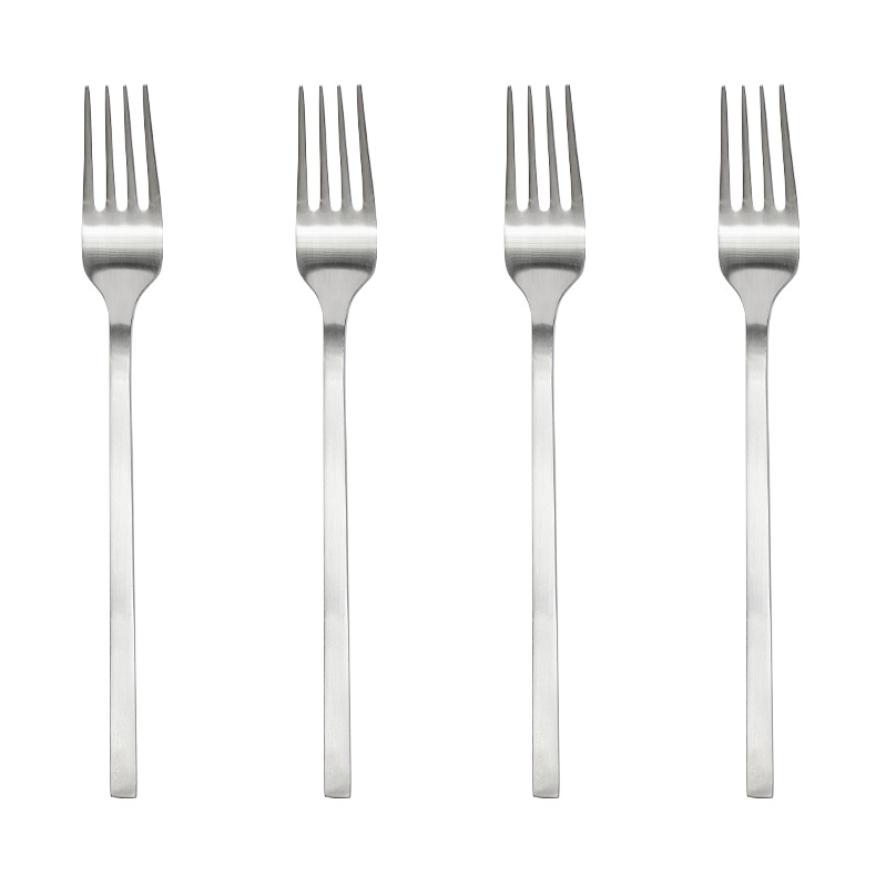 OYOY Yuka fork 4-pack Brushed Steel | Scandinavian Design | Table cutlery | Silver-coloured