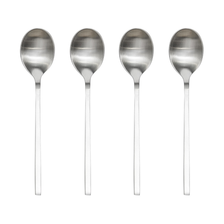 OYOY Yuka Spoon 4-Pack Brushed Steel | Scandinavian Design | Table cutlery | Silver-coloured