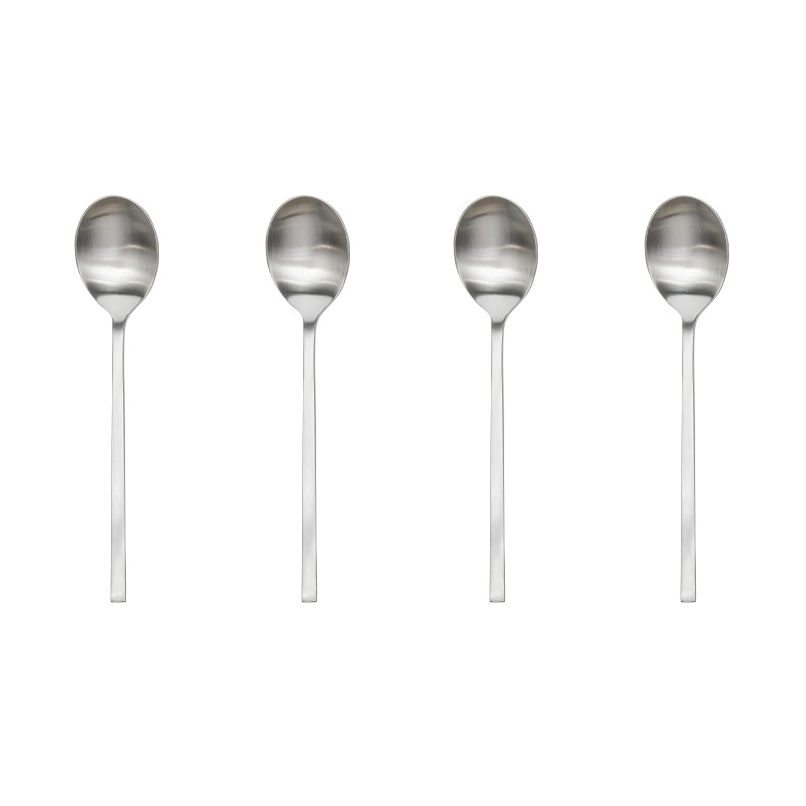 OYOY Yuka teaspoon 4-pack Brushed Steel | Scandinavian Design | Tea & coffee spoons | Silver-coloured