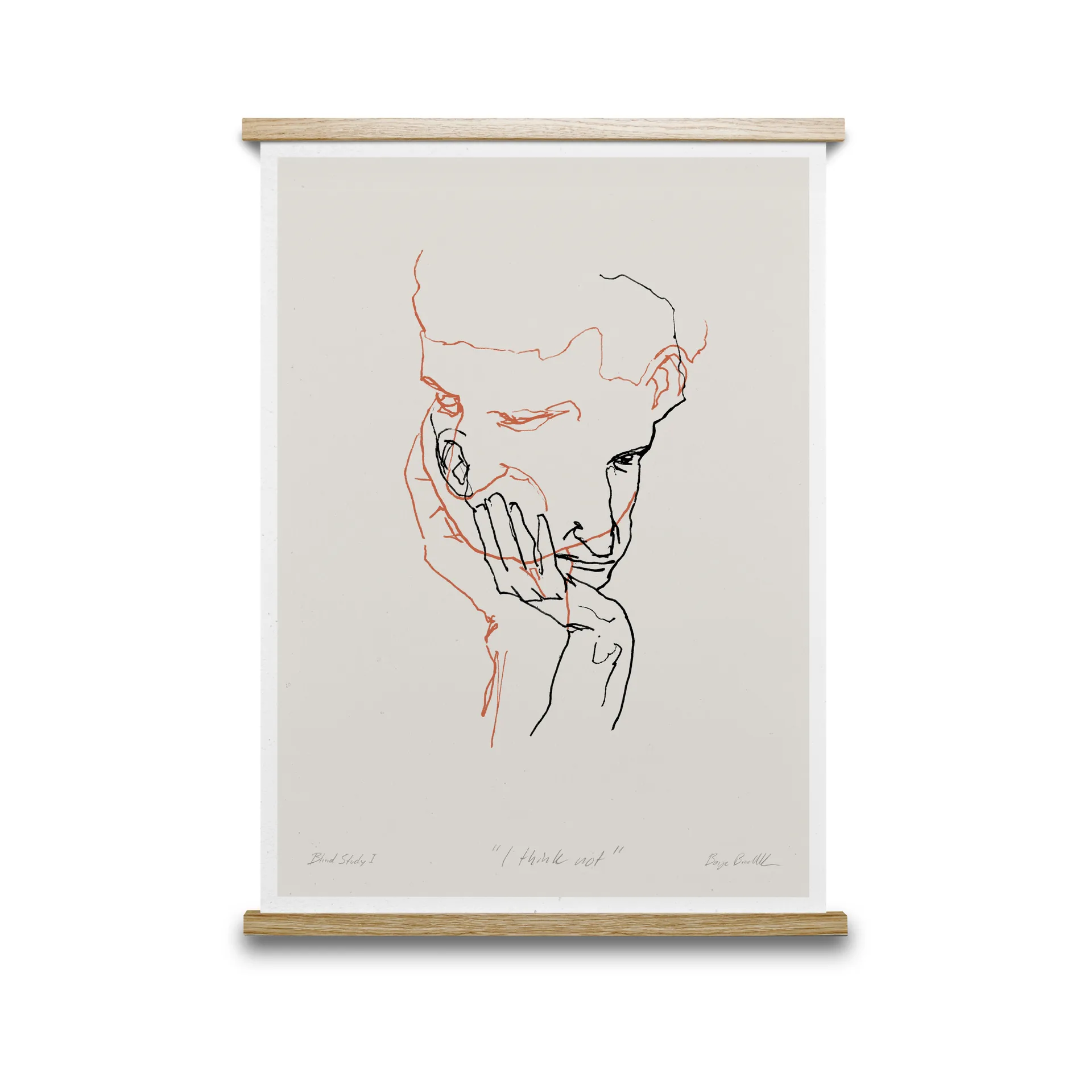 I Think Not 02 (red) poster, 50x70 cm Paper Collective