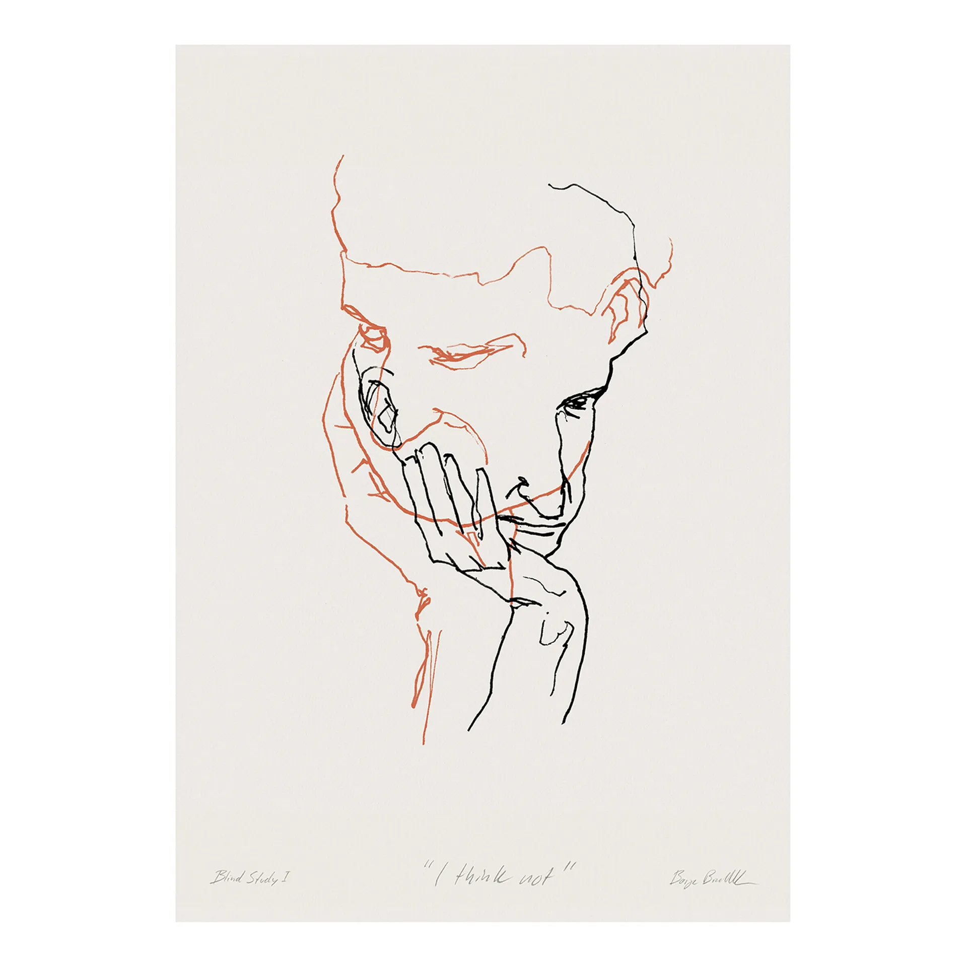 I Think Not 02 (red) poster, 50x70 cm Paper Collective