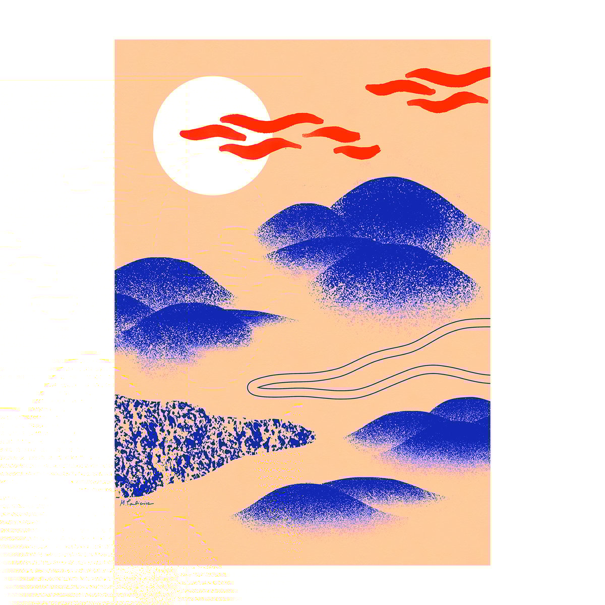 Paper Collective Japanese Hills poster 50x70 cm | Scandinavian Design | Posters | Beige