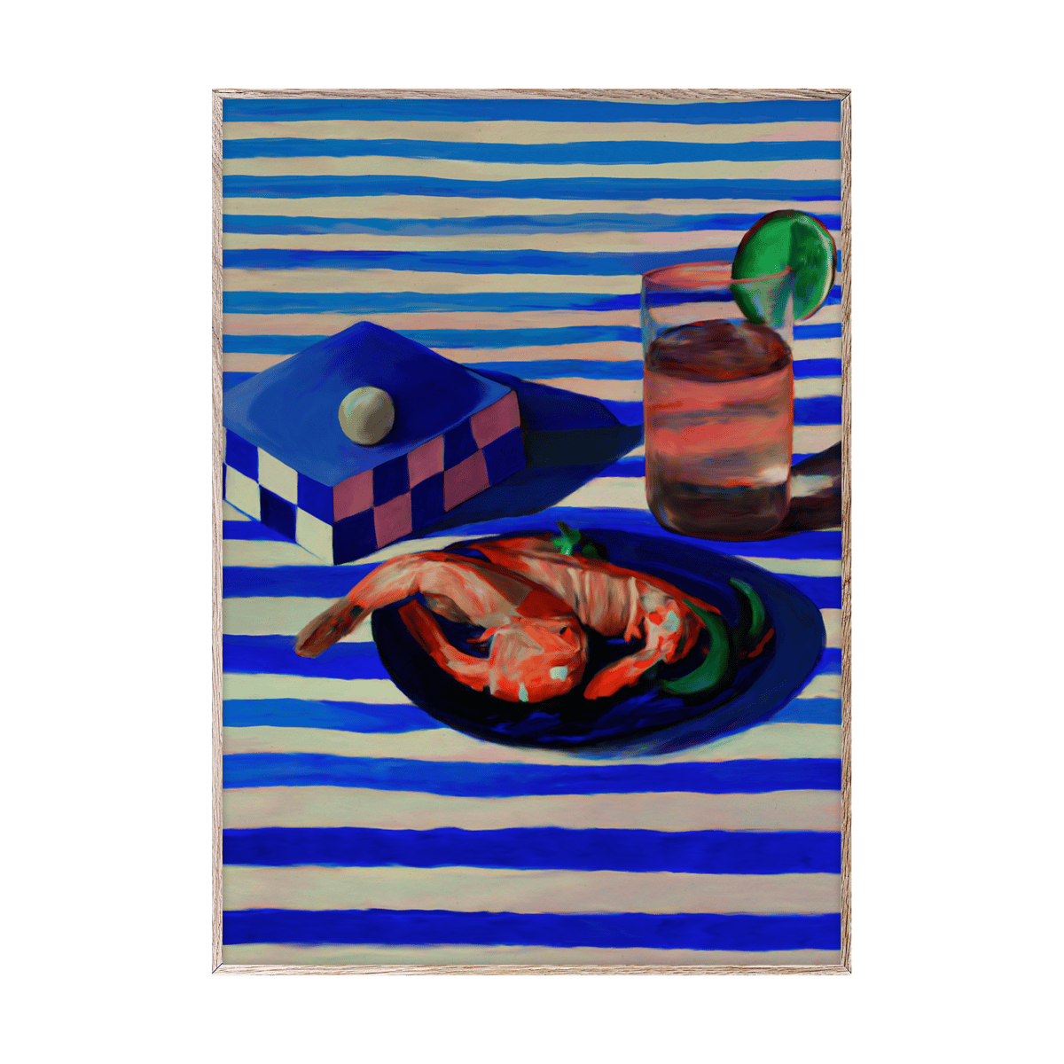 Paper Collective Shrimp & Stripes poster 50x70 cm | Scandinavian Design | Posters | Blue