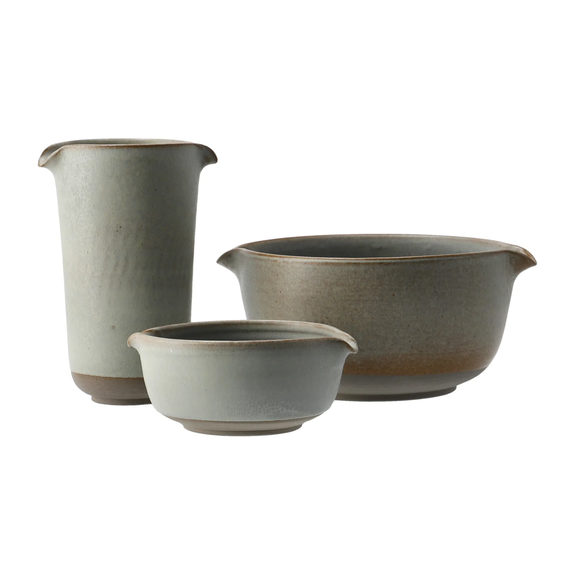 Lantliv pot + 2 bowls, grey Paradisverkstaden