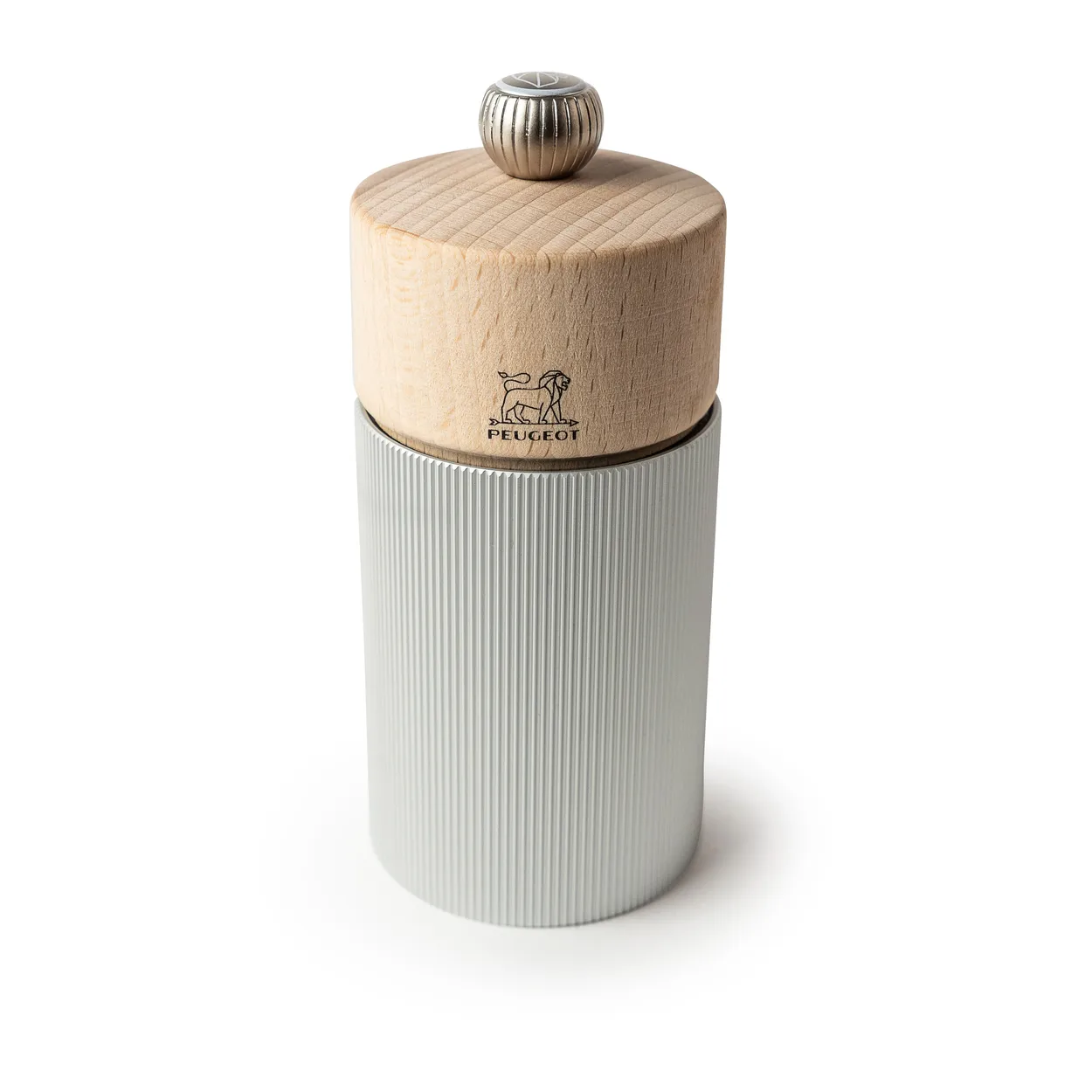 Peugeot Line Natural salt mill 12 cm Wood-aluminum | Scandinavian Design | Salt & pepper grinders | Grey