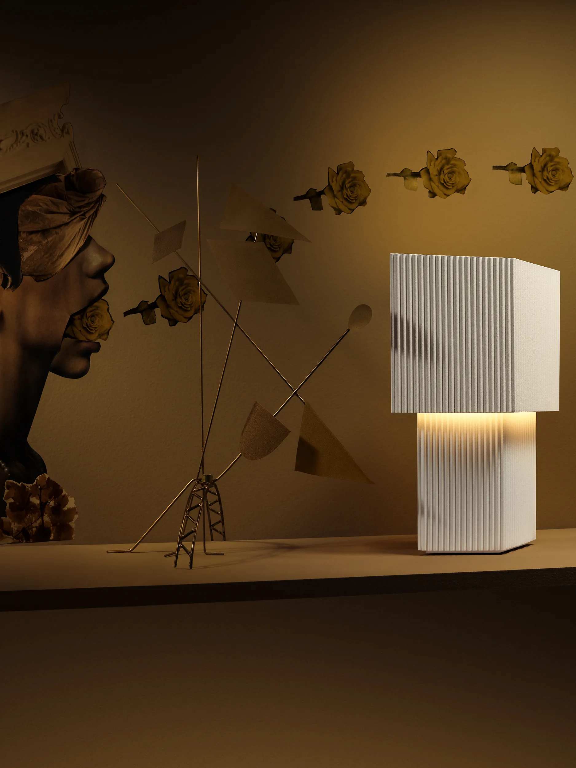 Romb Mini portable table lamp 19 cm, Cotton Pholc