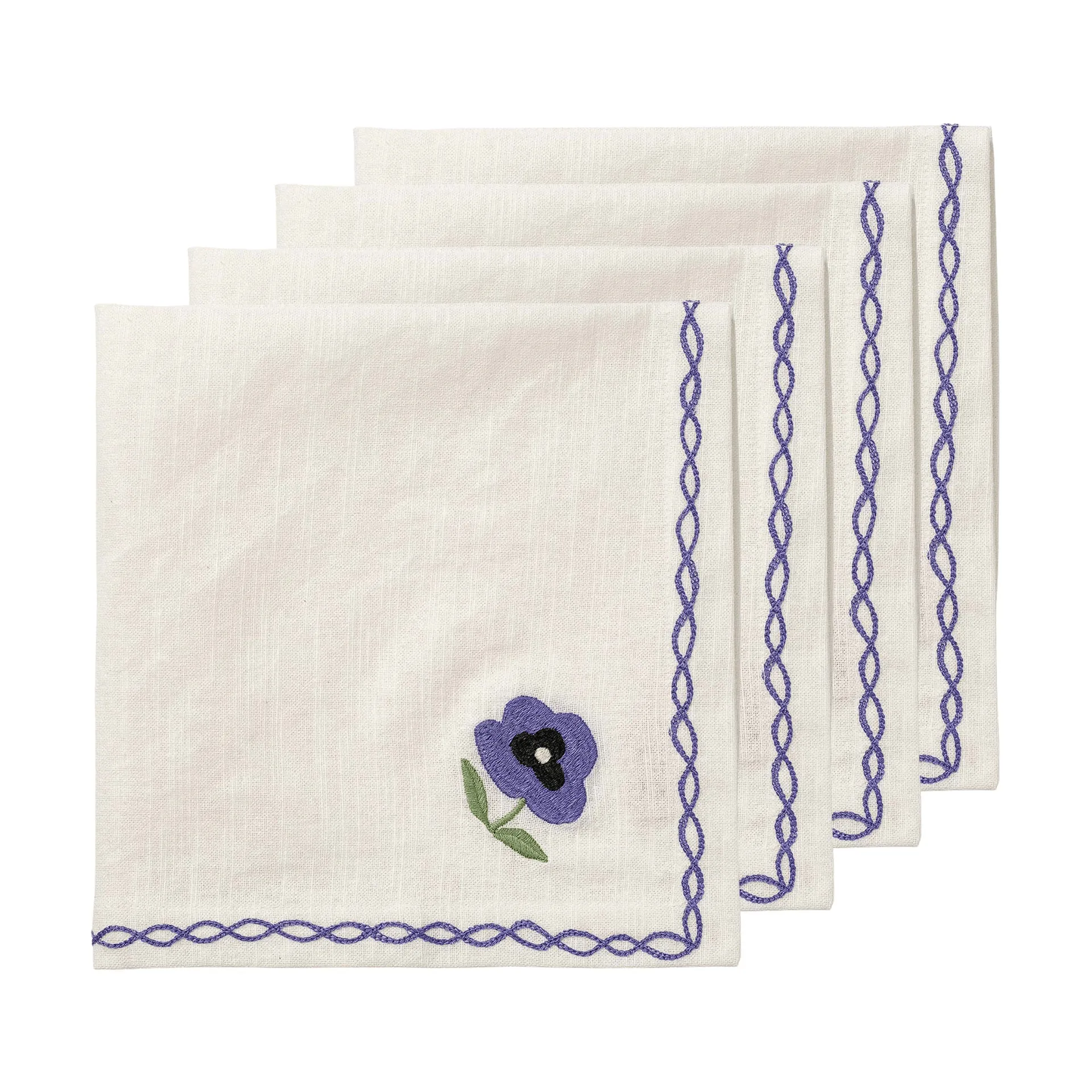 Madelen Möllard Pansy cotton napkin, Blue, 4-pack, 45x45 cm Pick a Poppy