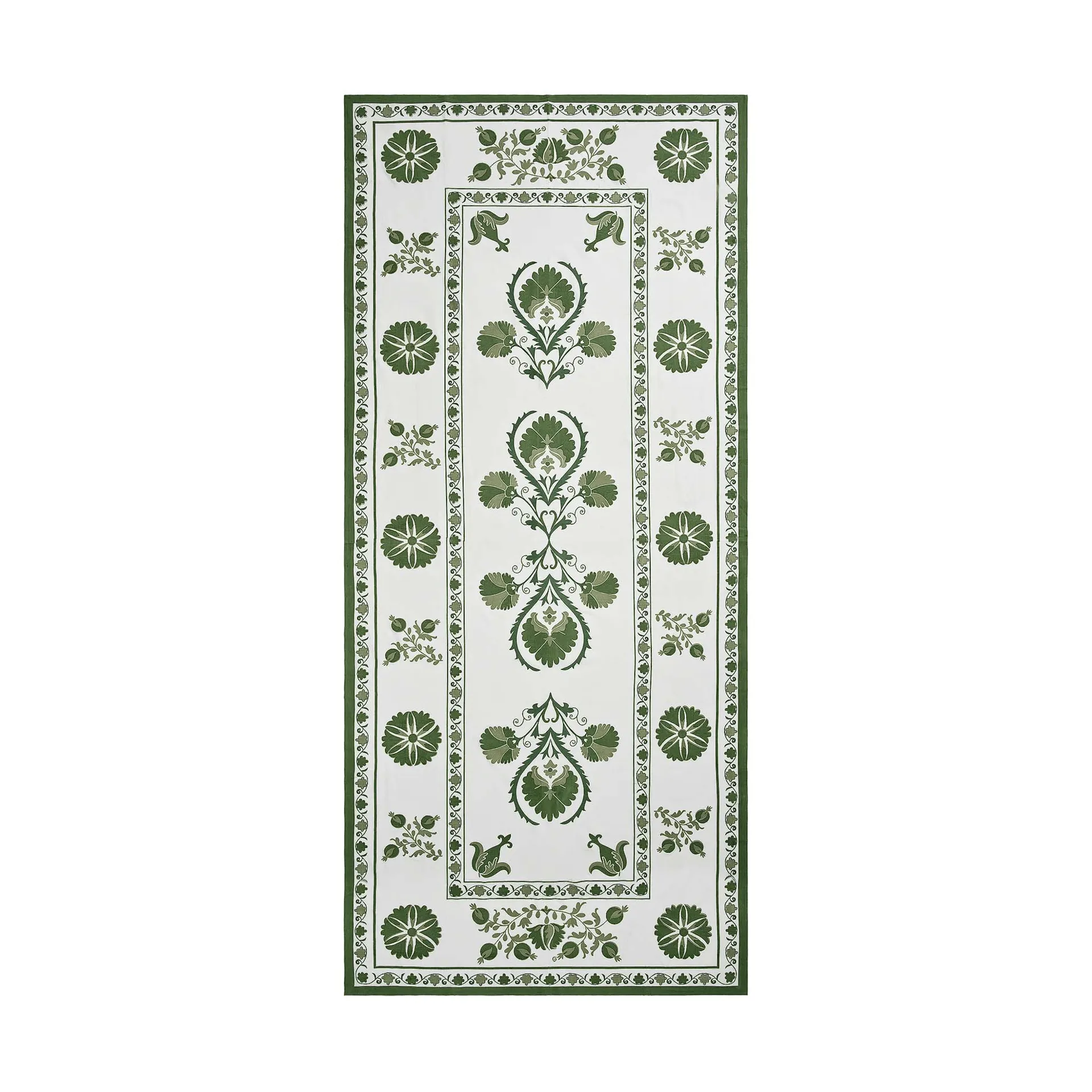 Suzani tablecloth, Green, 350x150 cm Pick a Poppy