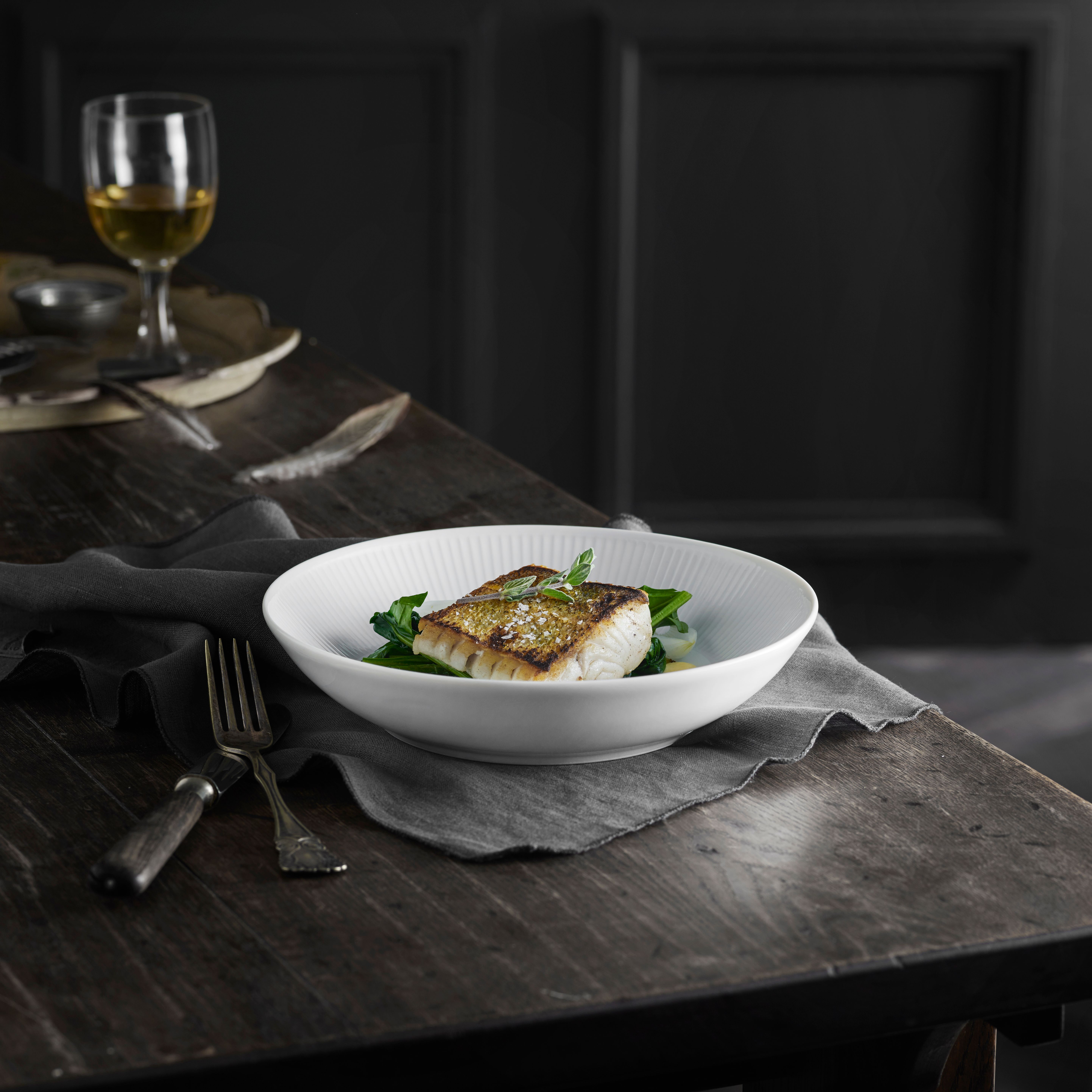 Plissé pasta plate Ø 20cm, White