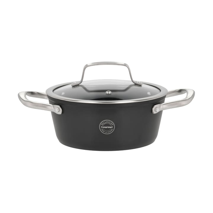 Travo pot with glass lid 2,1 l - Black-aluminum - Pillivuyt