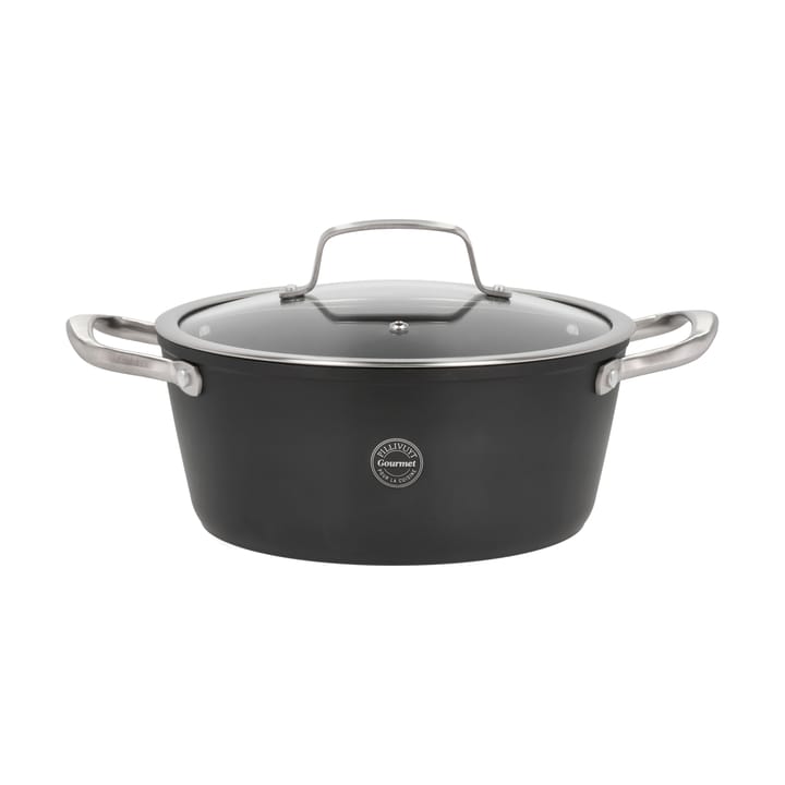 Travo pot with glass lid 3,8 l - Black-aluminum - Pillivuyt