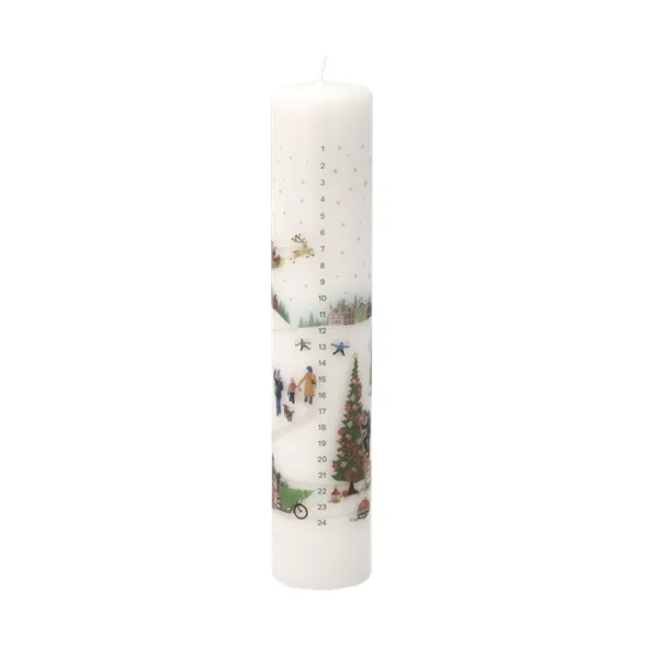 Winter calendar candle Ø5x25 cm - White - Pillivuyt