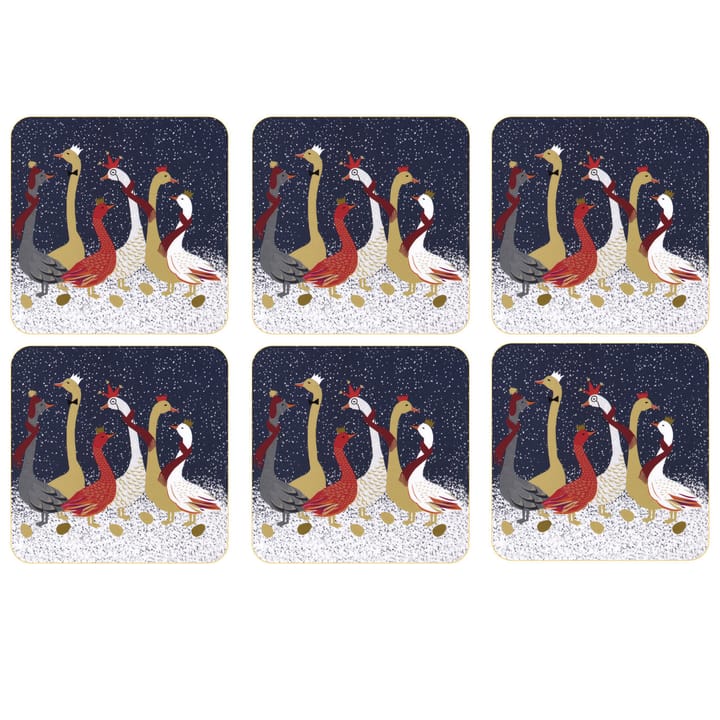Christmas Geese coaster 6-pack - Blue - Pimpernel