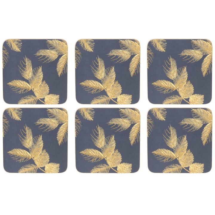 Etched Leaves coaster 6-pack - Navy - Pimpernel