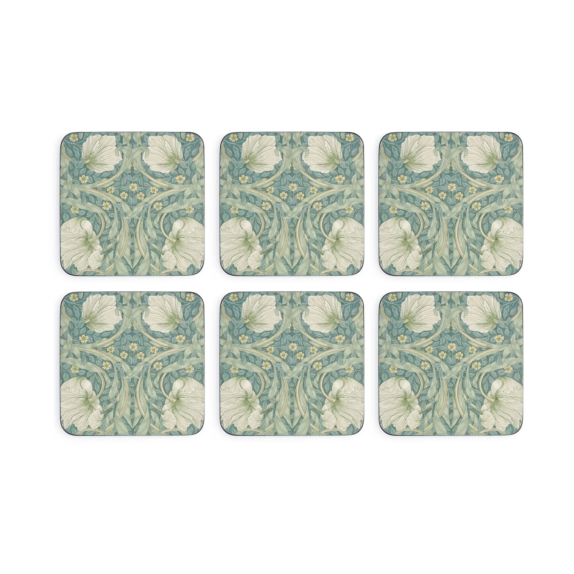 Morris & Co Pimpernel coasters 6-pack, Green, blue Pimpernel