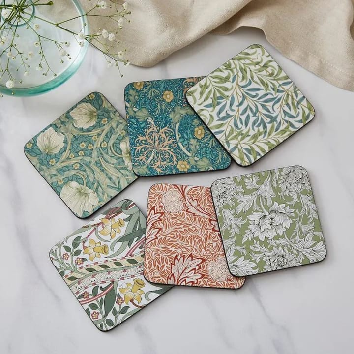 Morris & Co Pimpernel coasters 6-pack, Green, blue Pimpernel