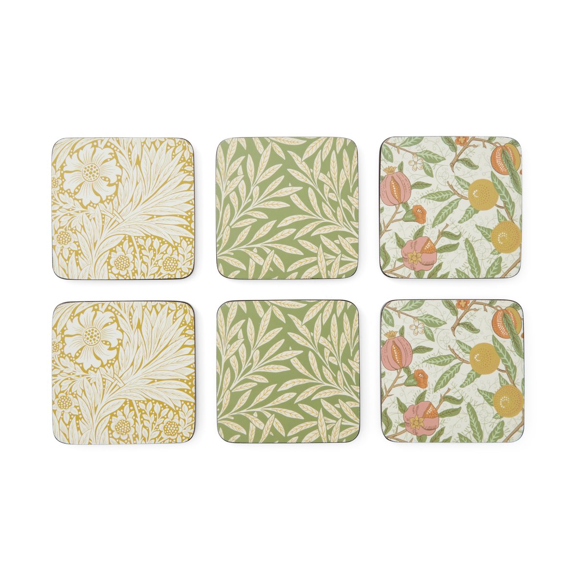Pimpernel Morris & Co Simpley mixed glass coasters 6 pieces Fruit, Willow, Marigold