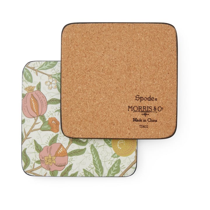 Morris & Co Simpley mixed glass coasters 6 pieces, Fruit, Willow, Marigold Pimpernel
