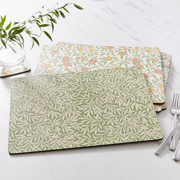 Morris & Co Simpley mixed placemat 4 pieces, Fruit, Willow, Strawberry Thief, Marigold Pimpernel