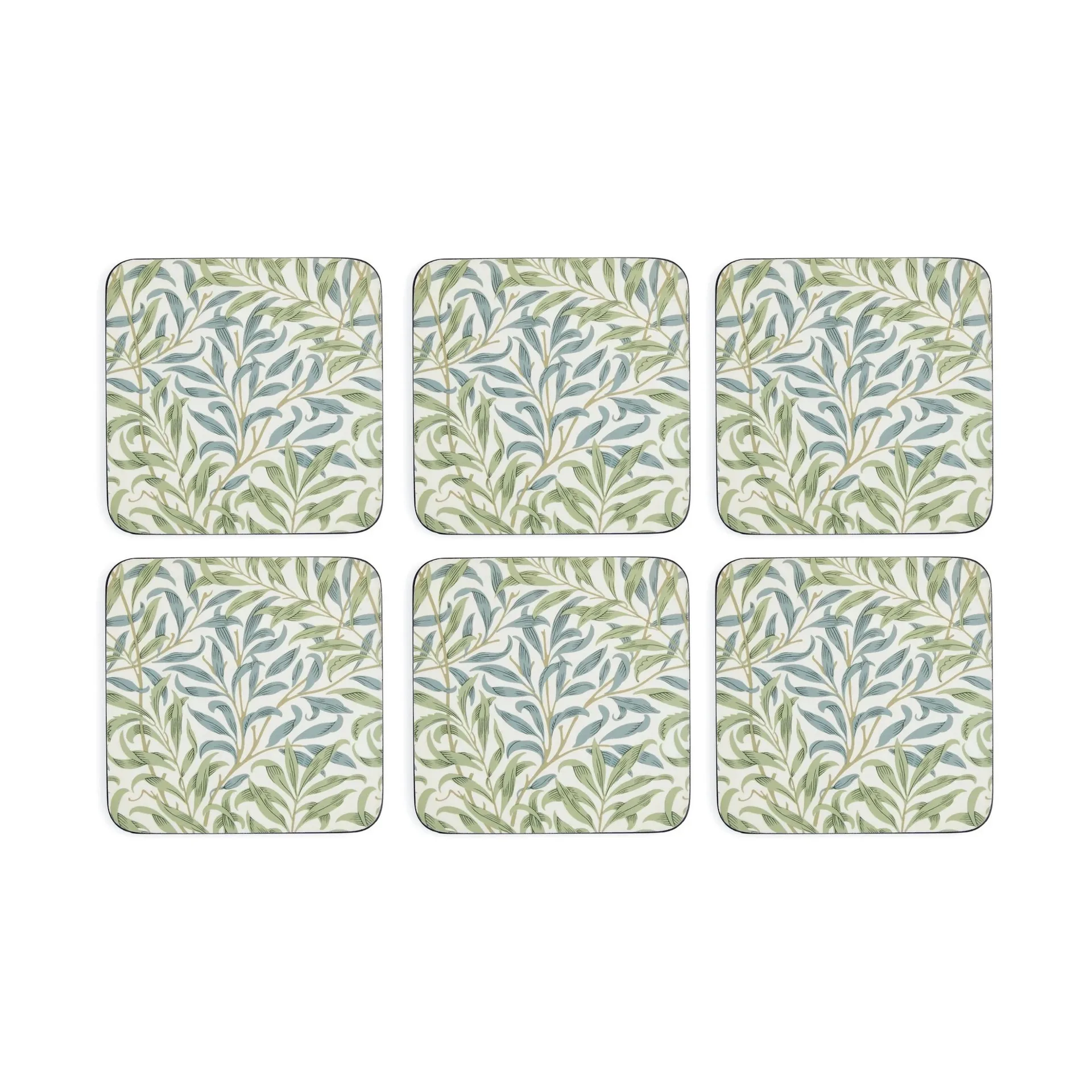 Morris & Co Willow Bough coasters 6-pack, Green, blue Pimpernel