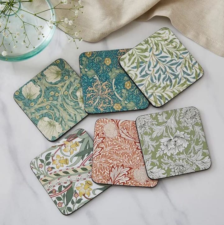Morris & Co Willow Bough coasters 6-pack, Green, blue Pimpernel