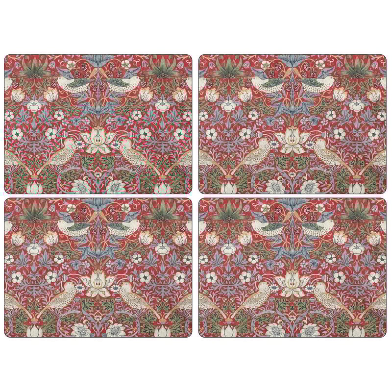 Pimpernel Strawberry Thief bordsunderlägg 30x40 cm 4 pack Red