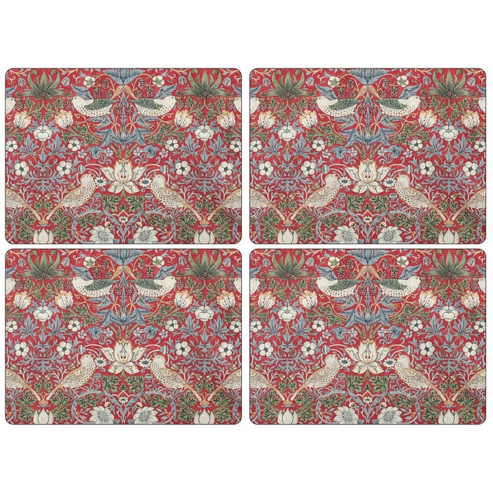 Strawberry Thief coaster 40x30 cm 4-pack - Red - Pimpernel