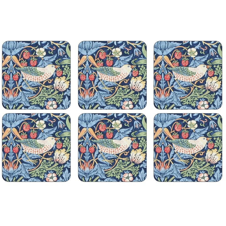 Strawberry Thief coaster 6-pack - Blue - Pimpernel