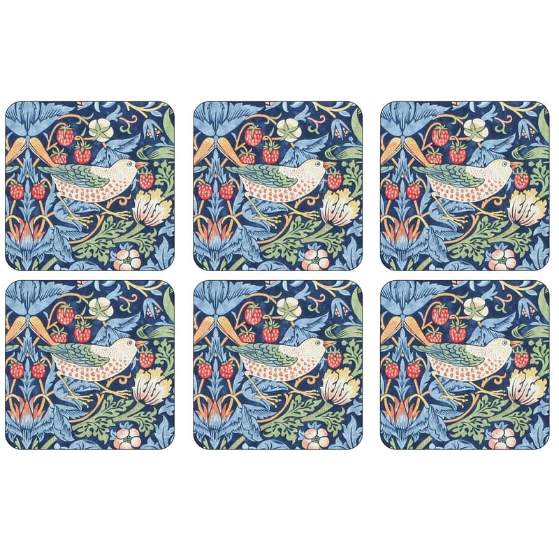 Pimpernel Strawberry Thief coaster 6-pack Blue