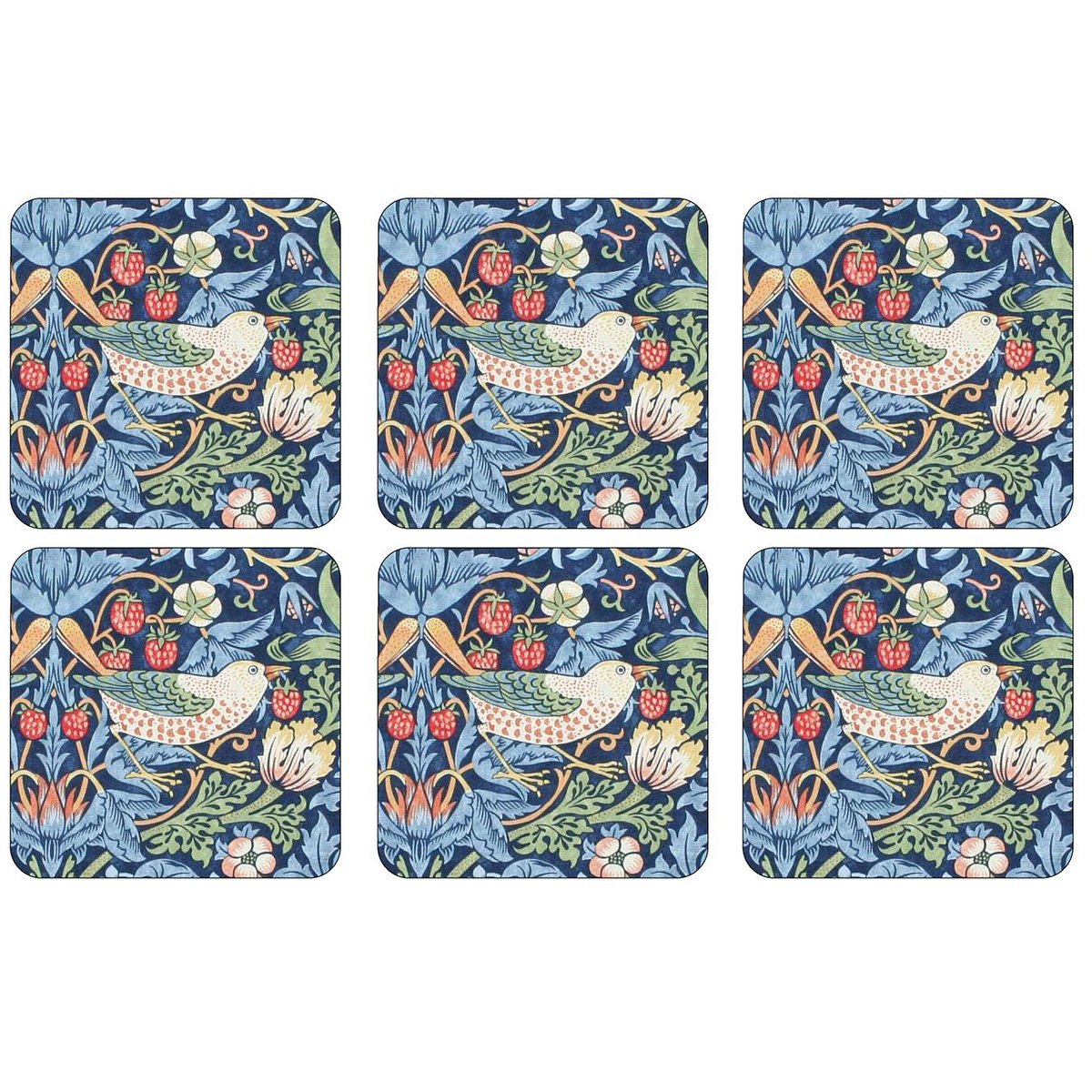 Pimpernel Strawberry Thief coaster 6-pack Blue | Scandinavian Design | Coasters | Blue