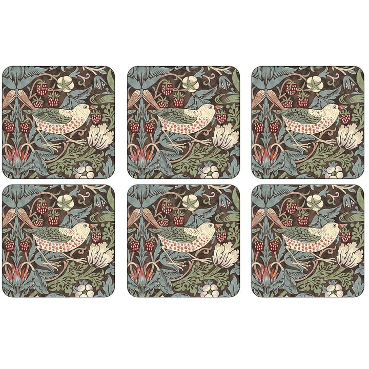 Strawberry Thief coaster 6-pack - Brown - Pimpernel