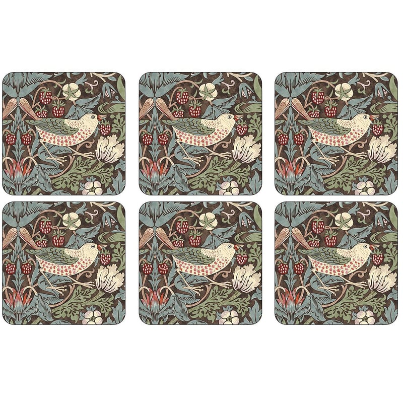 Pimpernel Strawberry Thief coaster 6-pack Brown