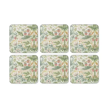 Strawberry Thief coaster 6-pack - Green - Pimpernel