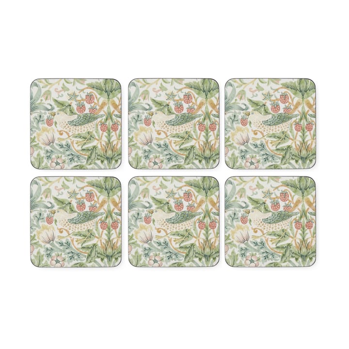Strawberry Thief coaster 6-pack - Green - Pimpernel