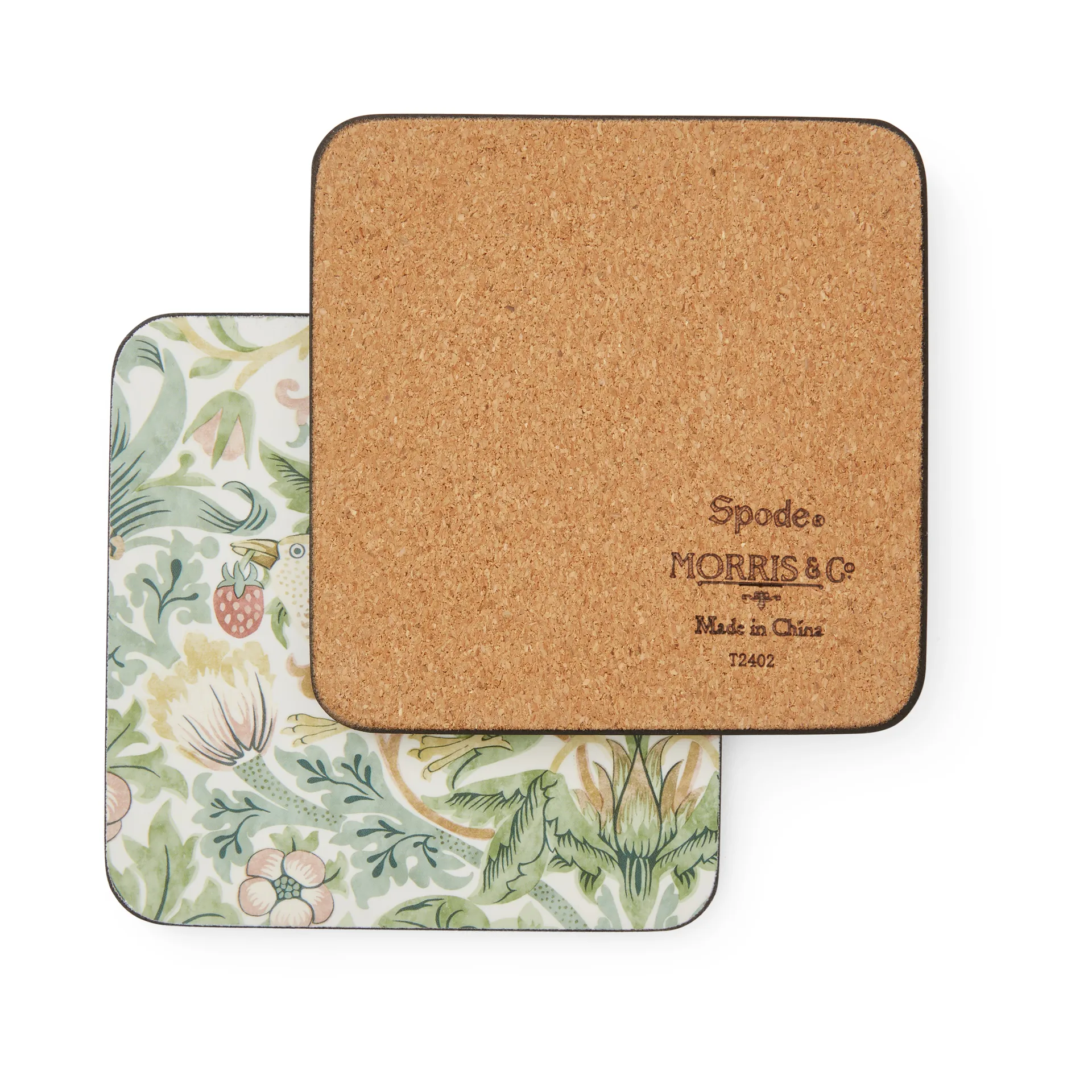 Strawberry Thief coaster 6-pack, Green Pimpernel