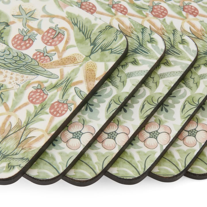 Strawberry Thief coaster 6-pack, Green Pimpernel