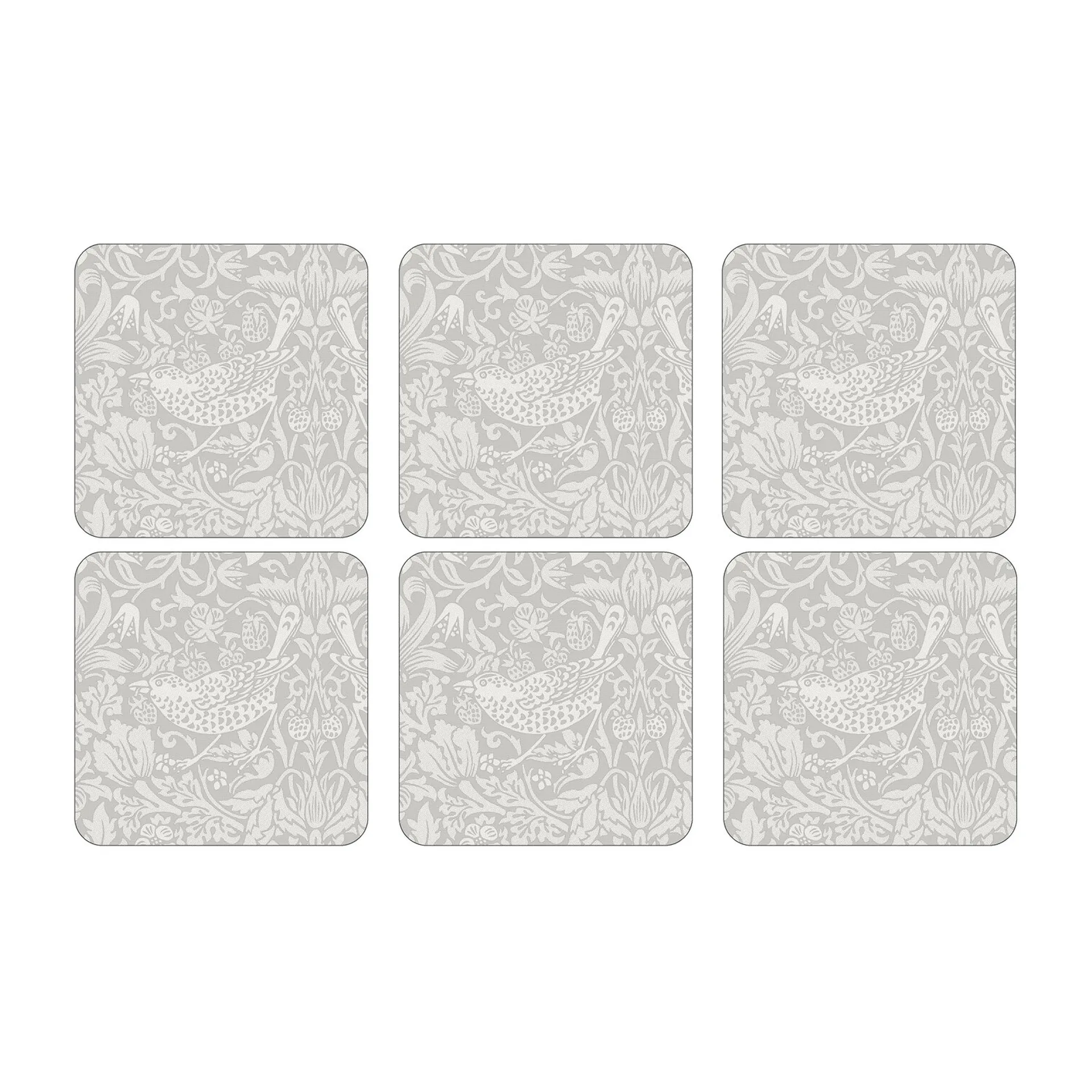 Strawberry Thief coaster 6-pack, Grey Pimpernel