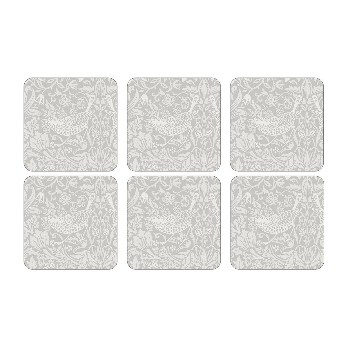Pimpernel Strawberry Thief coaster 6-pack Grey | Scandinavian Design | Coasters | Grey