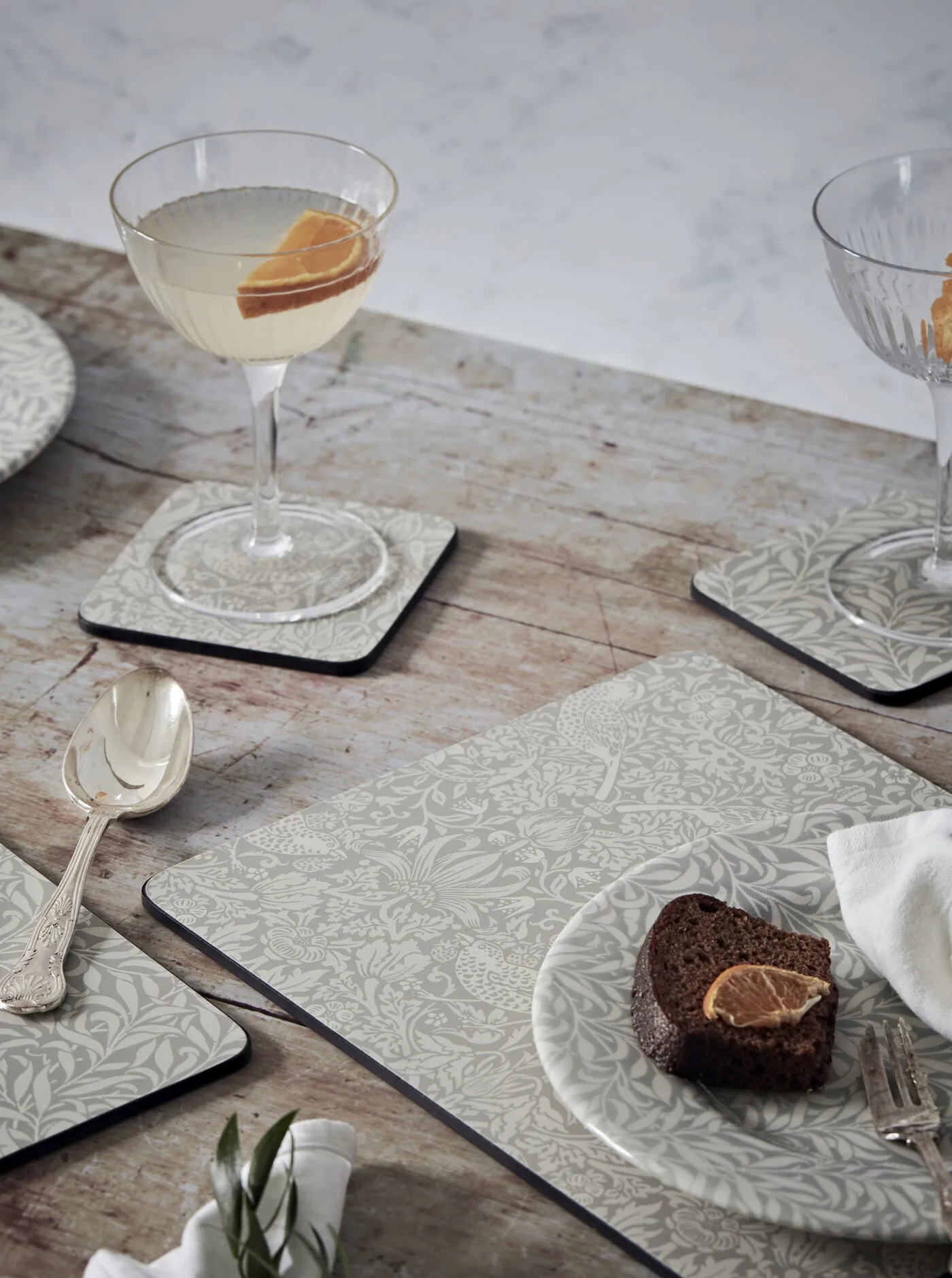 Strawberry Thief coaster 6-pack, Grey Pimpernel