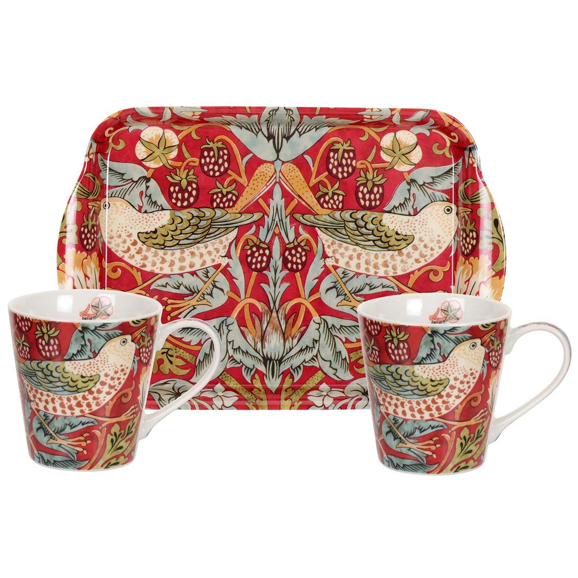 Pimpernel Strawberry Thief mug and tray set Red | Scandinavian Design | Coffee cups | Red