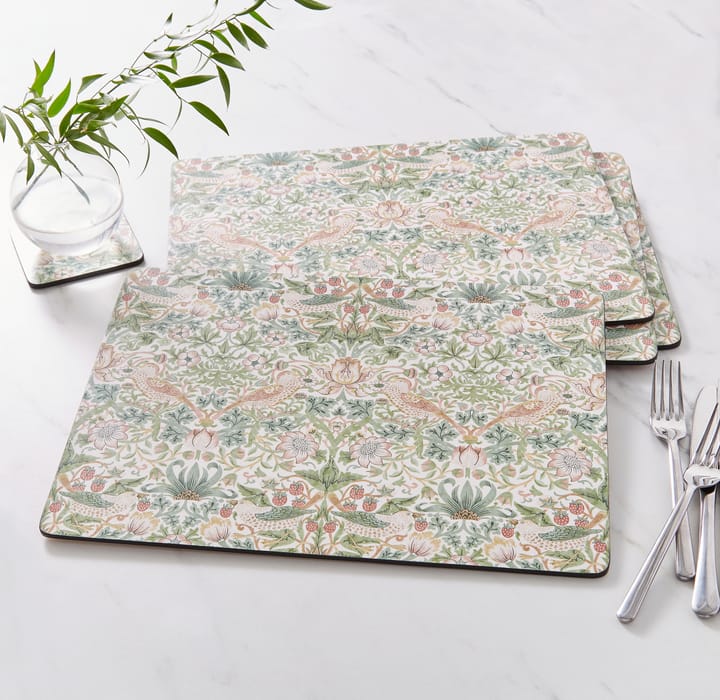Strawberry Thief Placemats 30x40 cm 4 pack, Green Pimpernel