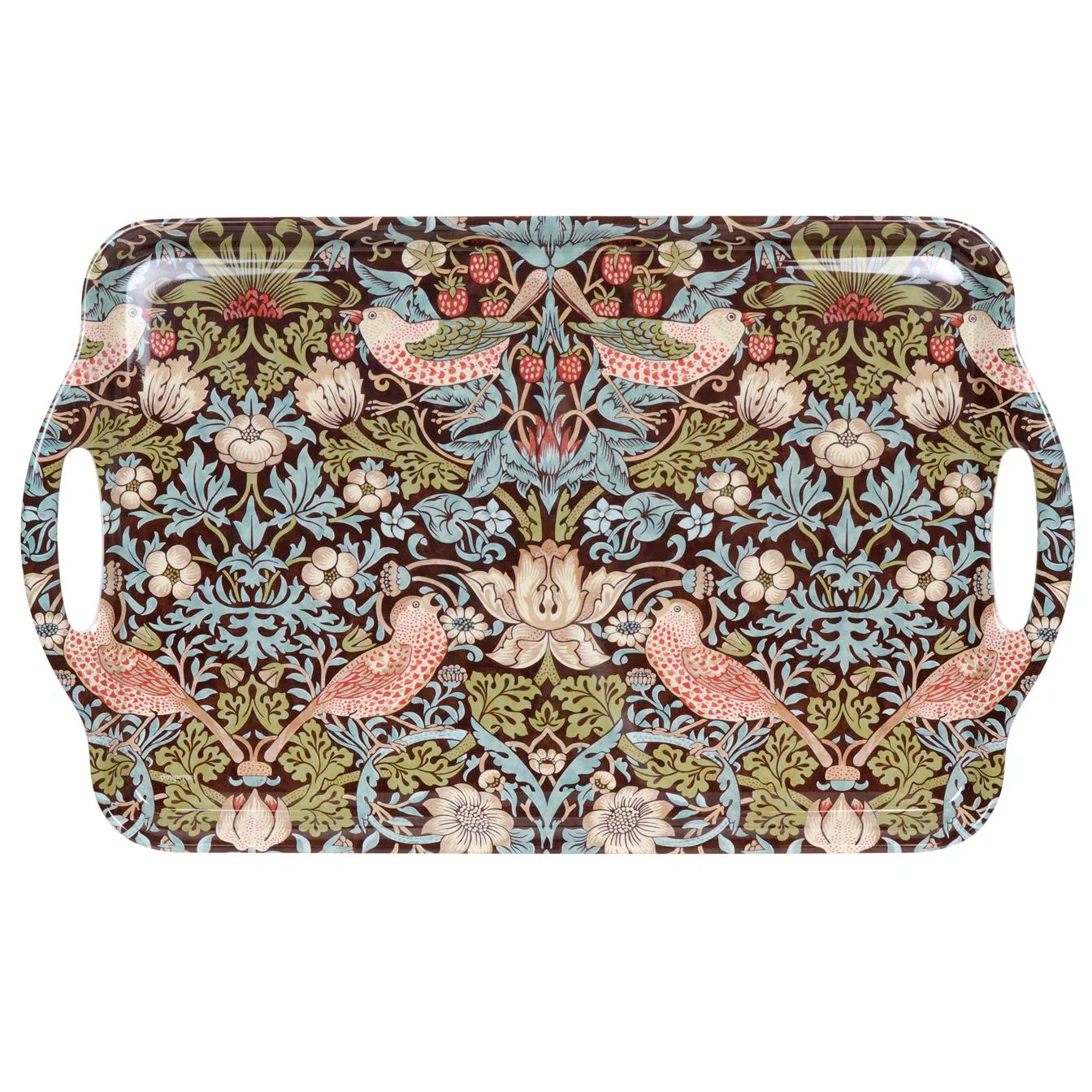 Strawberry Thief tray with handle, Brown Pimpernel