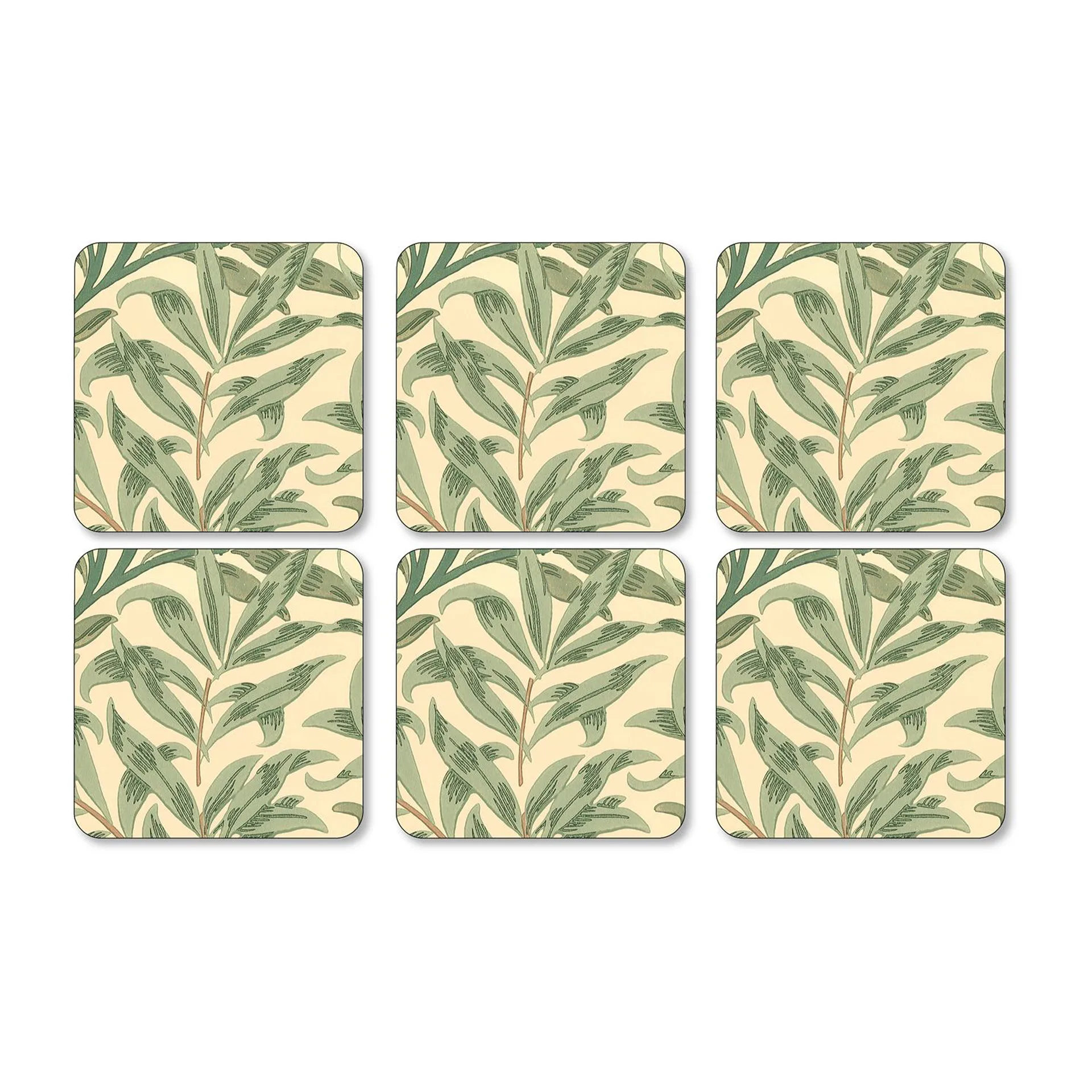Willow Bough coaster 6-pack, Green Pimpernel