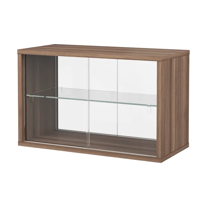 Pira display cabinet - Walnut-clear glass, 70x31 cm, 4 doors - Pira