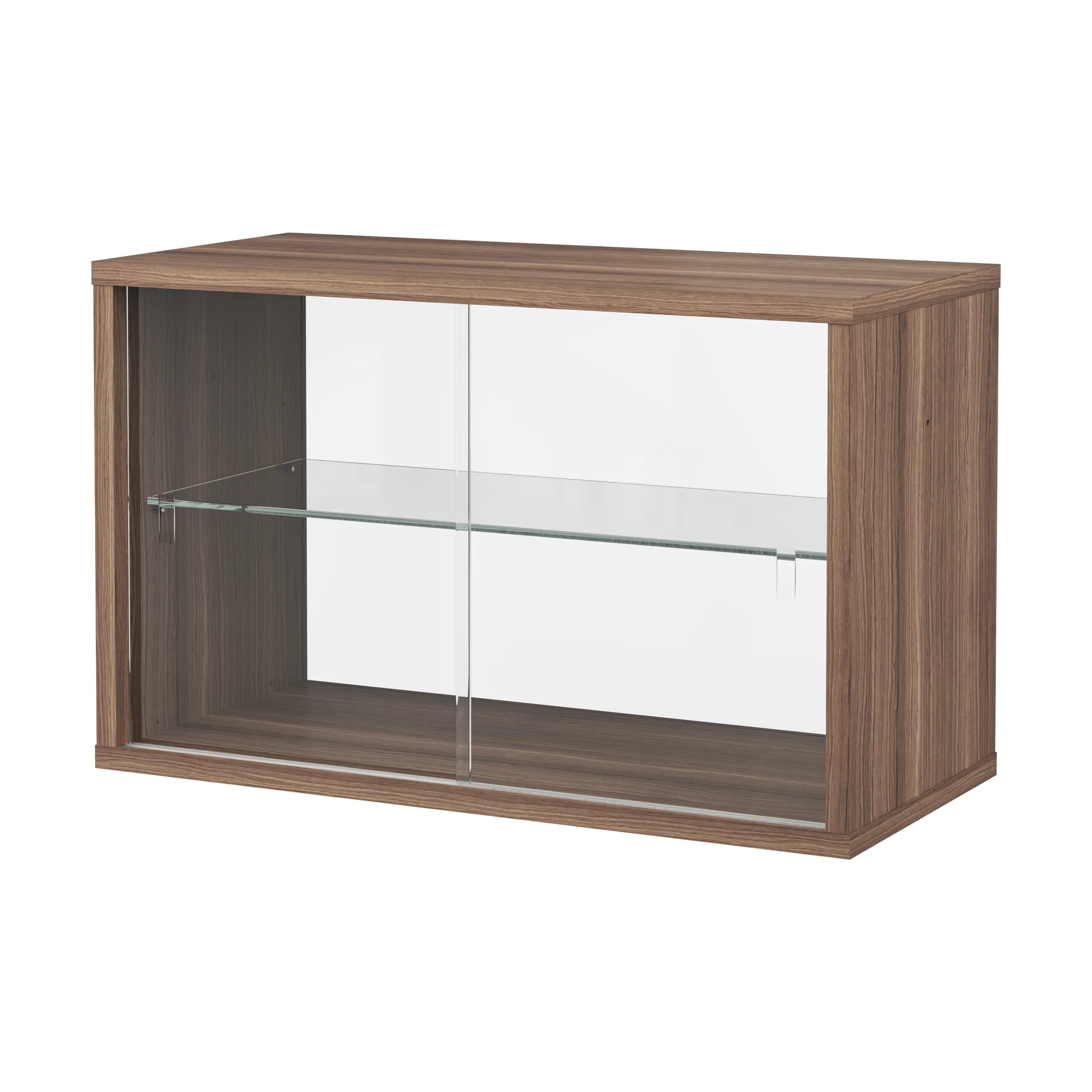 Pira display cabinet, Walnut-clear glass, 70x31 cm, glass back Pira