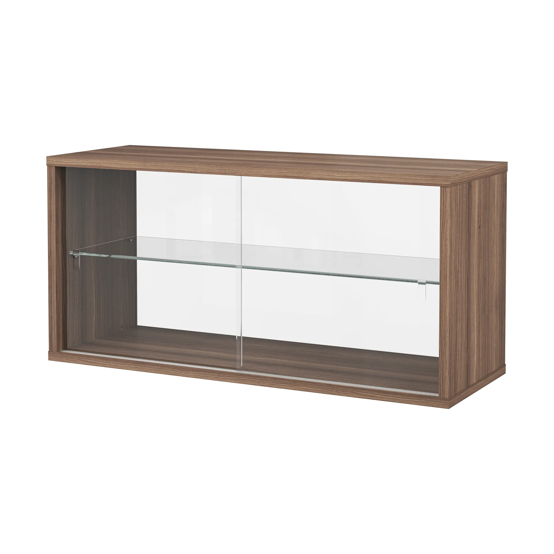 Pira display cabinet, Walnut-clear glass, 90x31 cm, glass back Pira