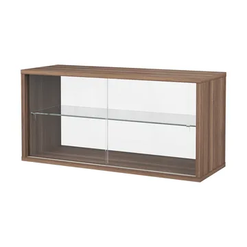 Pira display cabinet - Walnut-clear glass, 90x31 cm, glass back - Pira