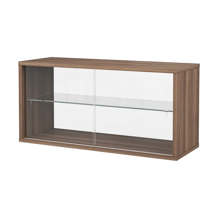 Pira display cabinet - Walnut-clear glass, 90x31 cm, glass back - Pira