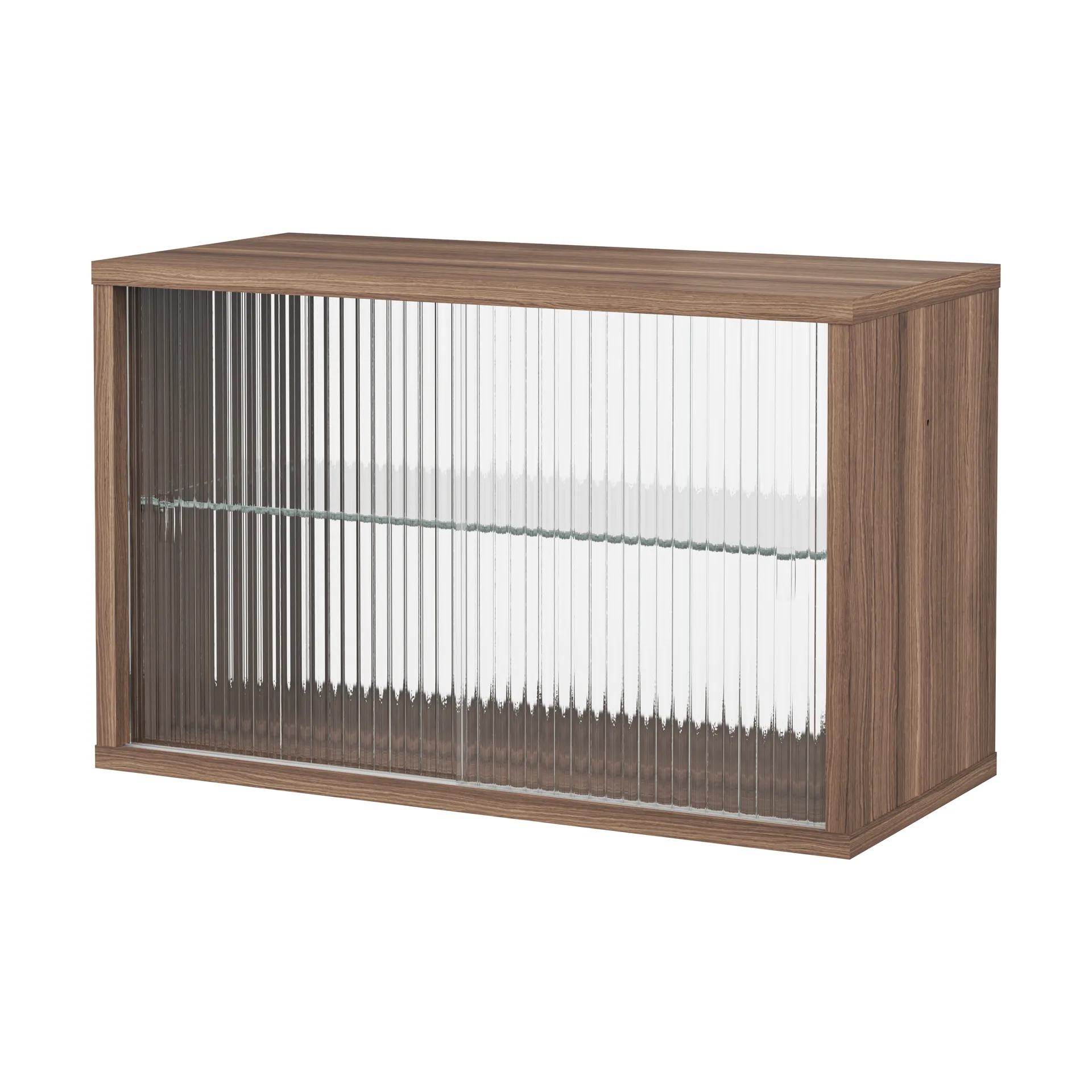 Pira display cabinet, Walnut-ribbed glass, 70x31 cm, glass back Pira