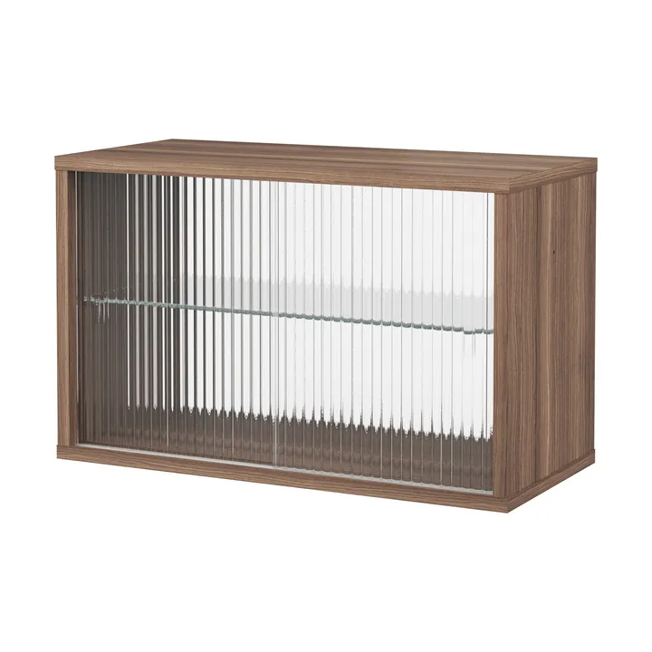 Pira display cabinet - Walnut-ribbed glass, 70x31 cm, glass back - Pira